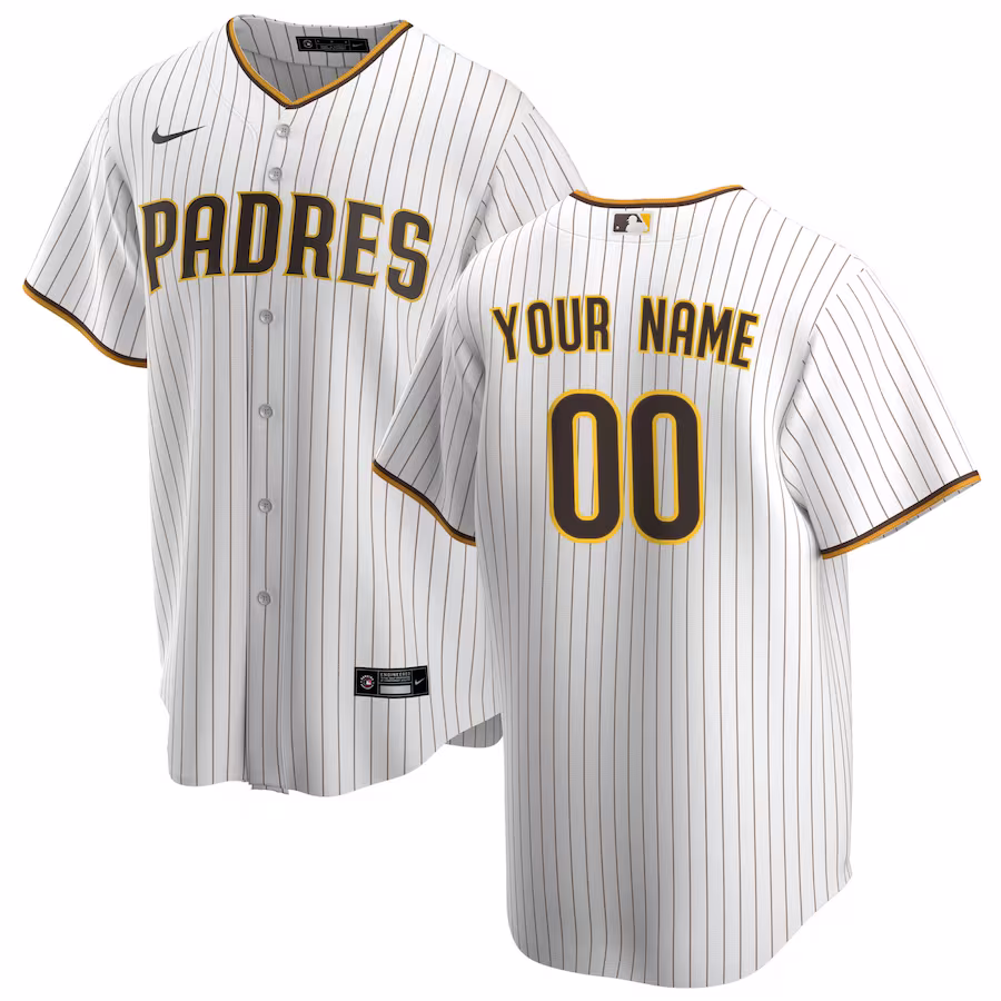Men's San Diego Padres Nike White Home Replica Custom Jersey - Puhuasuan