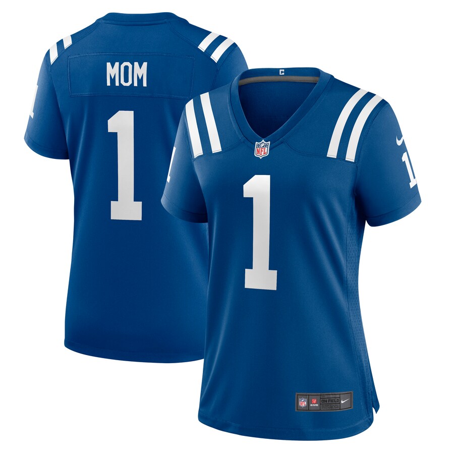 Women's Indianapolis Colts Number 1 Mom Nike Royal Game Jersey - Puhuasuan