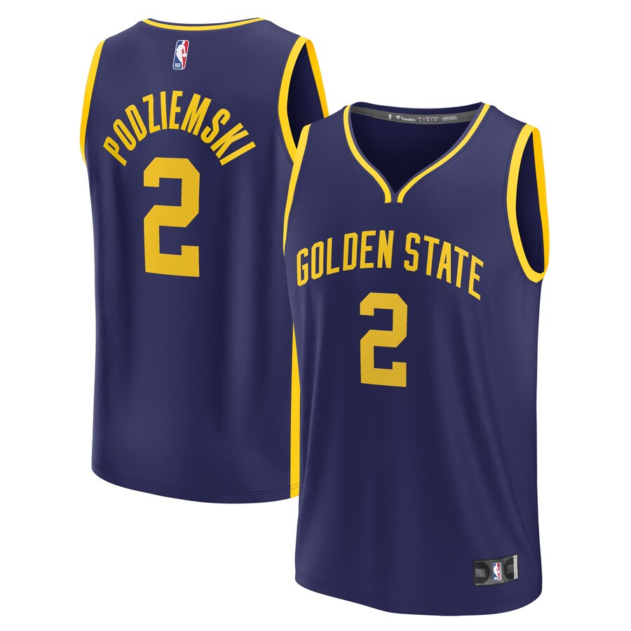 Men's Golden State Warriors Brandin Podziemski Fanatics Navy  Fast Break Replica Jersey - Statement Edition - Puhuasuan