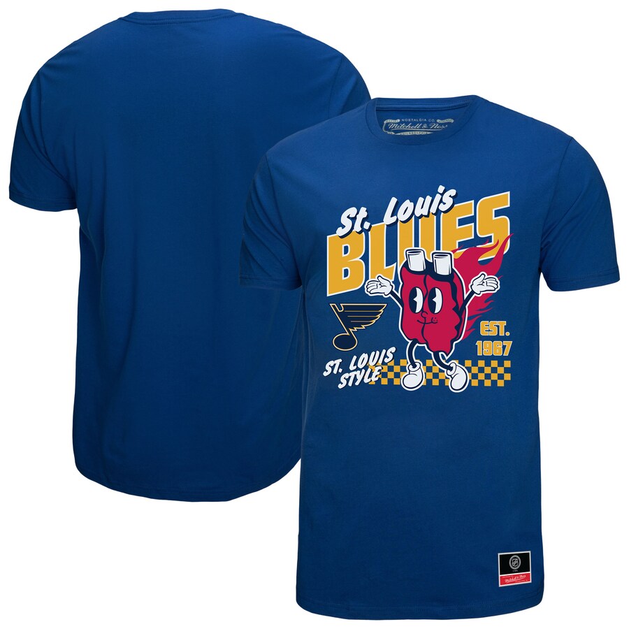 Men's St. Louis Blues Mitchell & Ness Blue Local Food T-Shirt - Puhuasuan