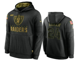 Men's Las Vegas Raiders #24 Johnathan Abram Black 2020 Salute To Service Sideline Performance Pullover Hoodie - Puhuasuan