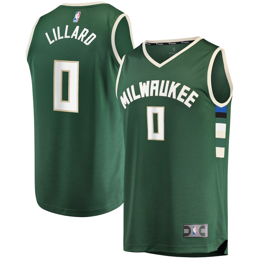 Men's Milwaukee Bucks Damian Lillard Fanatics Hunter Green Fast Break Player Jersey - Icon Edition - Puhuasuan