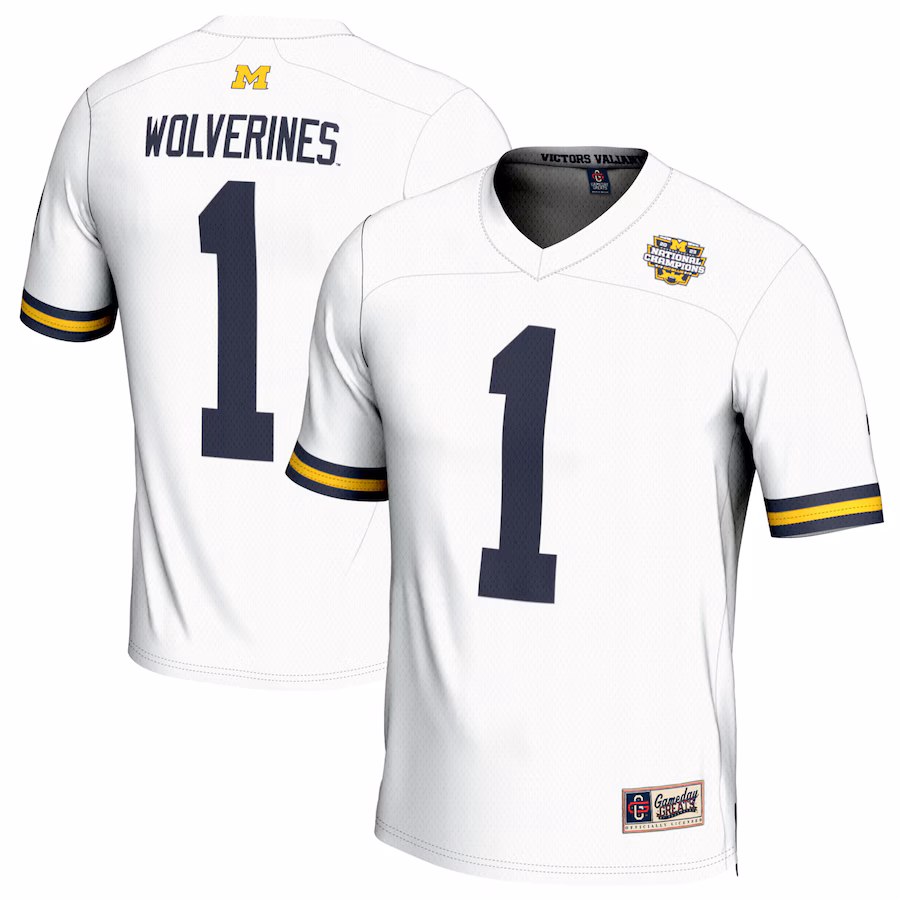 Youth GameDay Greats #1 White Michigan Wolverines College Football Playoff 2023 National Champions Lightweight Fashion Jersey - Puhuasuan