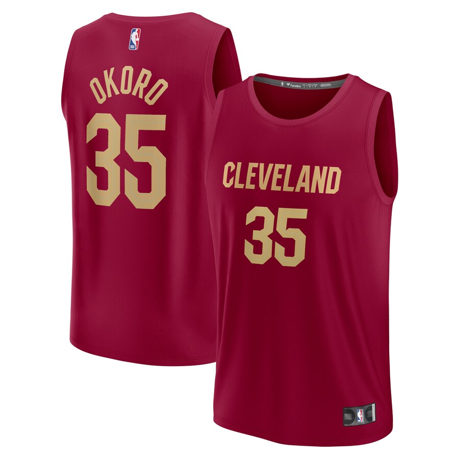 Men's Cleveland Cavaliers Isaac Okoro Fanatics Wine Fast Break Replica Jersey - Icon Edition - Puhuasuan