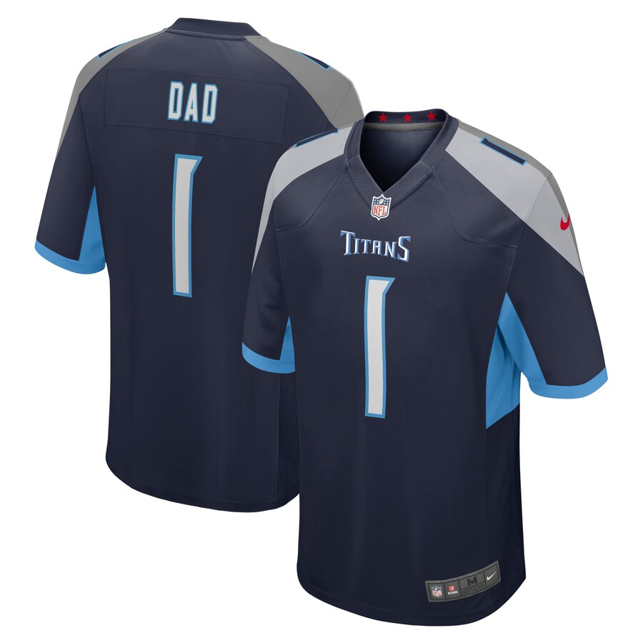 Men's Tennessee Titans Number 1 Dad Nike Navy Game Jersey - Puhuasuan