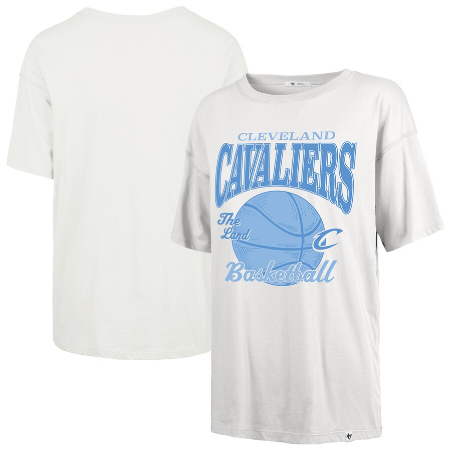 Women's Cleveland Cavaliers  '47 White City Edition Down Court Sadie T-Shirt - Puhuasuan