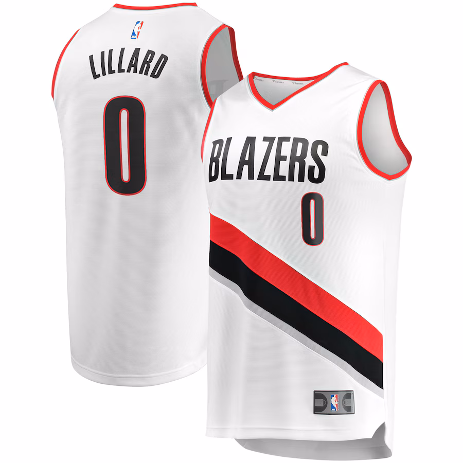 Men's Portland Trail Blazers Damian Lillard Fanatics White Fast Break Replica Jersey - Association Edition - Puhuasuan