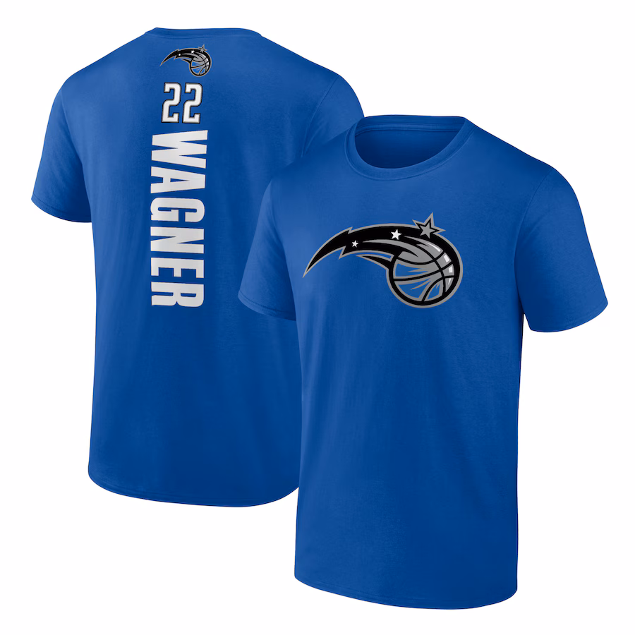 Men's Orlando Magic Franz Wagner Blue Playmaker Name & Number T-Shirt - Puhuasuan