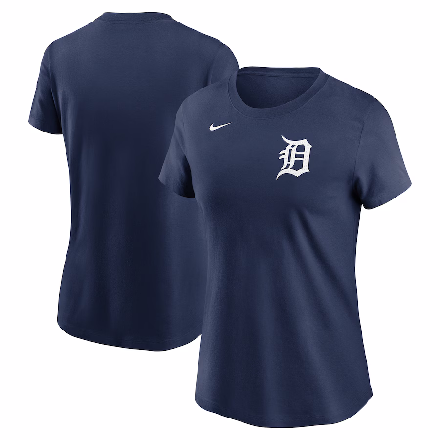 Women's Detroit Tigers Nike Navy Fuse Wordmark T-Shirt - Puhuasuan