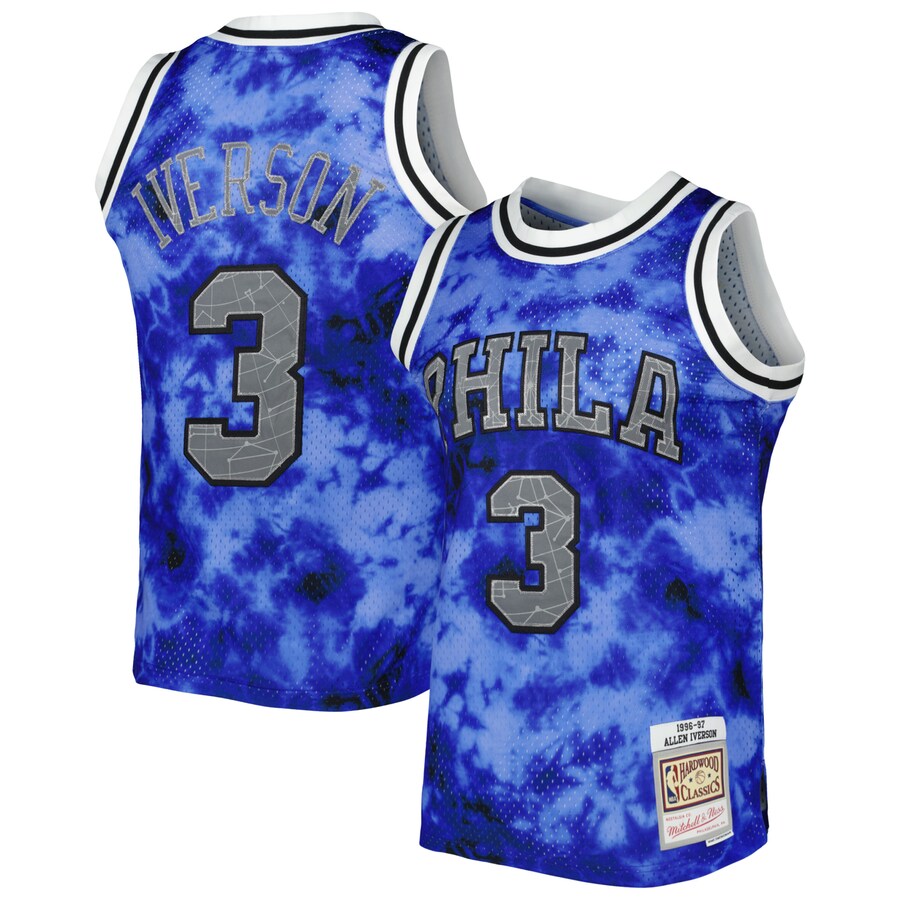 Men's Philadelphia 76ers Allen Iverson Mitchell & Ness Royal 1996/97 Galaxy Swingman Jersey - Puhuasuan