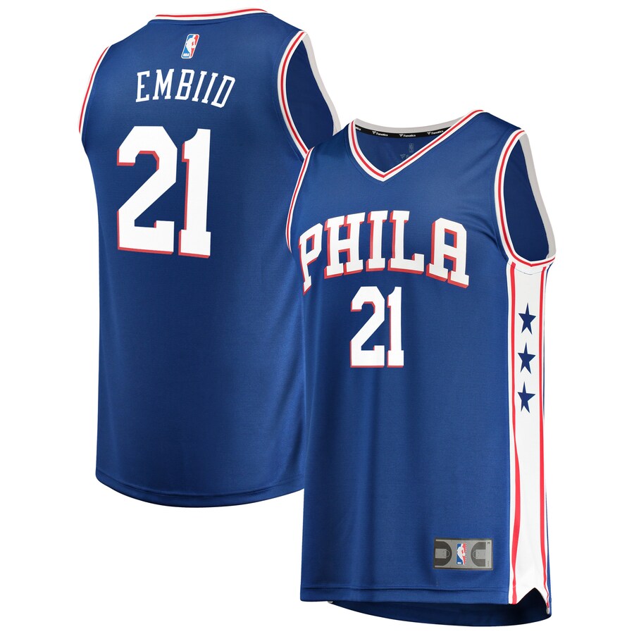 Men's Philadelphia 76ers Joel Embiid Fanatics Royal Fast Break Replica Team Color Player Jersey - Icon Edition - Puhuasuan