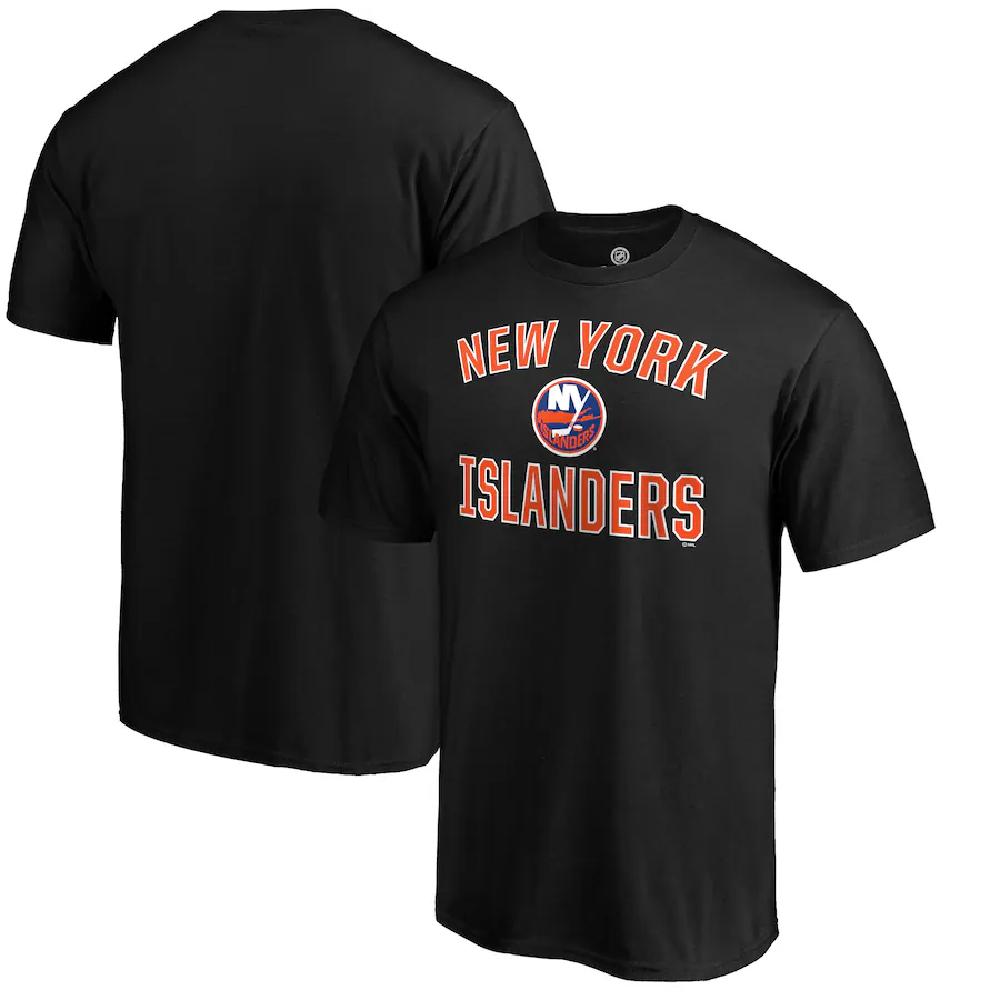 Men's New York Islanders Black Victory Arch T-Shirt - Puhuasuan