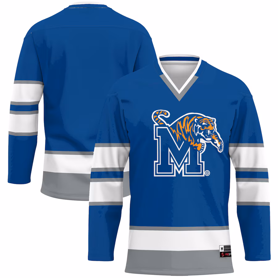 Men's GameDay Greats Royal Memphis Tigers Hockey Jersey - Puhuasuan