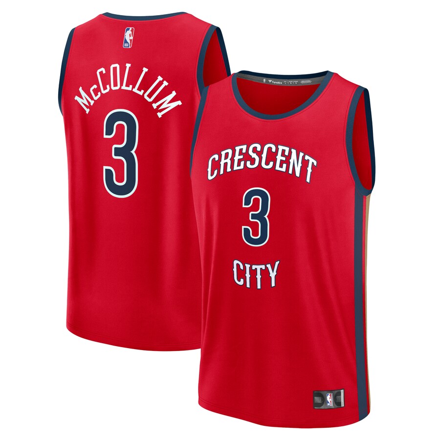 Men's New Orleans Pelicans CJ McCollum Fanatics Red Fast Break Replica Player Jersey - Statement Edition - Puhuasuan