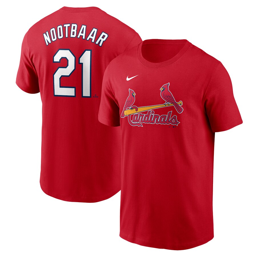 Men's St. Louis Cardinals Lars Nootbaar Nike Red Home Fuse Name & Number T-Shirt - Puhuasuan