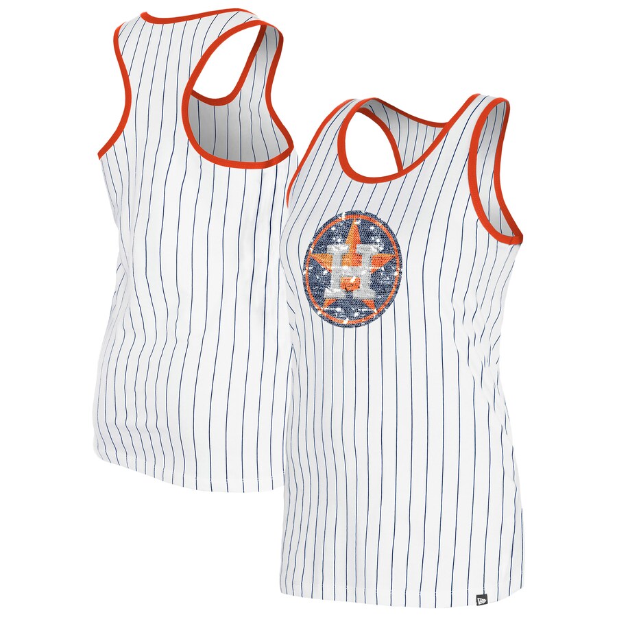 Women's Houston Astros New Era White Gameday Pinstripe Tank Top - Puhuasuan