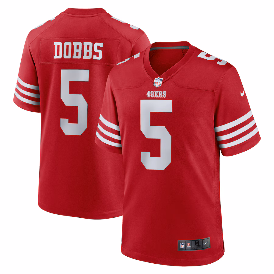 Men's San Francisco 49ers Joshua Dobbs Nike  Scarlet Team Game Jersey - Puhuasuan
