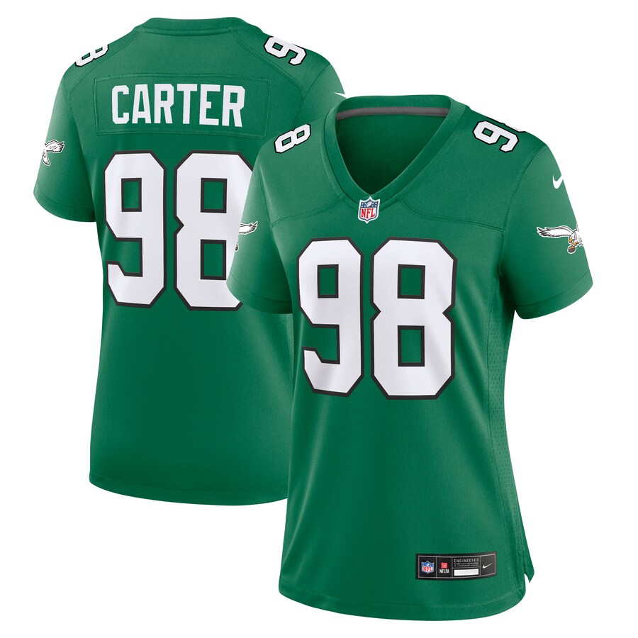 Women's Philadelphia Eagles Jalen Carter Nike Kelly Green Alternate Game Jersey - Puhuasuan