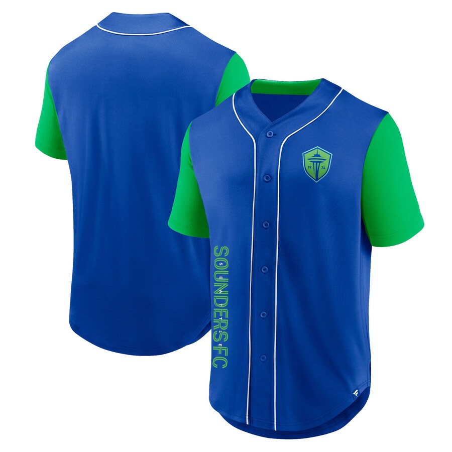 Men's Seattle Sounders FC Fanatics Blue Balance Fashion Baseball Jersey - Puhuasuan