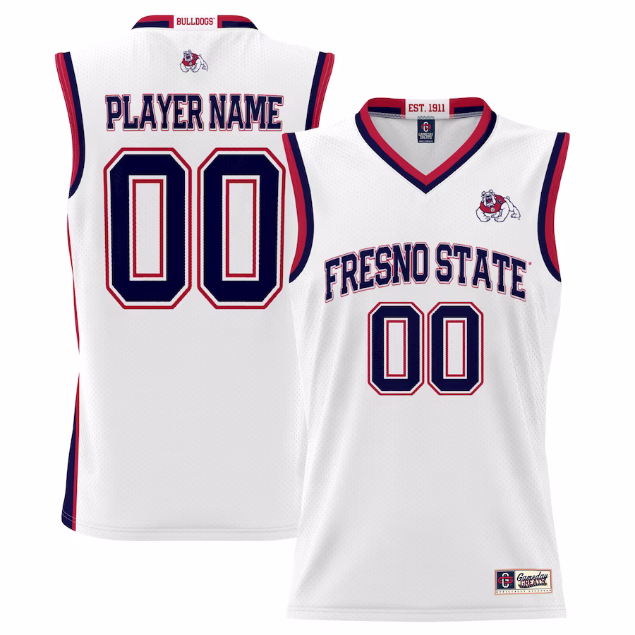 Fresno State Bulldogs GameDay Greats Men's NIL Pick-A-Player Lightweight Basketball Jersey - White - Puhuasuan