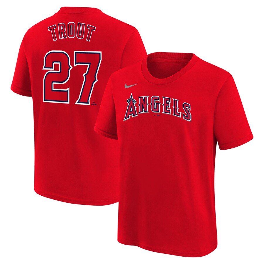 Youth Los Angeles Angels Mike Trout Nike Red Home Player Name & Number T-Shirt - Puhuasuan