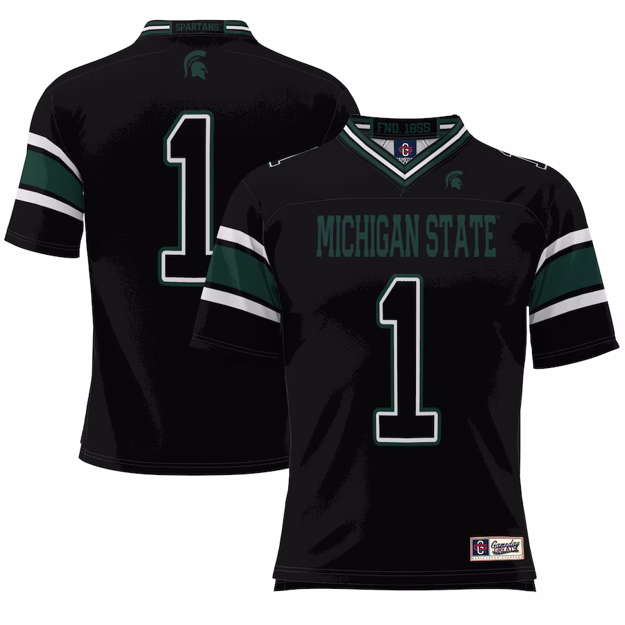 #1 Michigan State Spartans GameDay Greats Endzone Football Jersey - Black - Puhuasuan