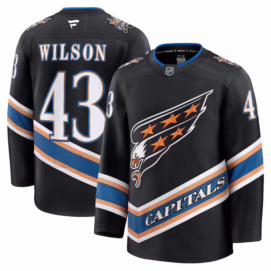 Men's Washington Capitals Tom Wilson Fanatics Black Alternate 50th Anniversary Premium Jersey - Puhuasuan