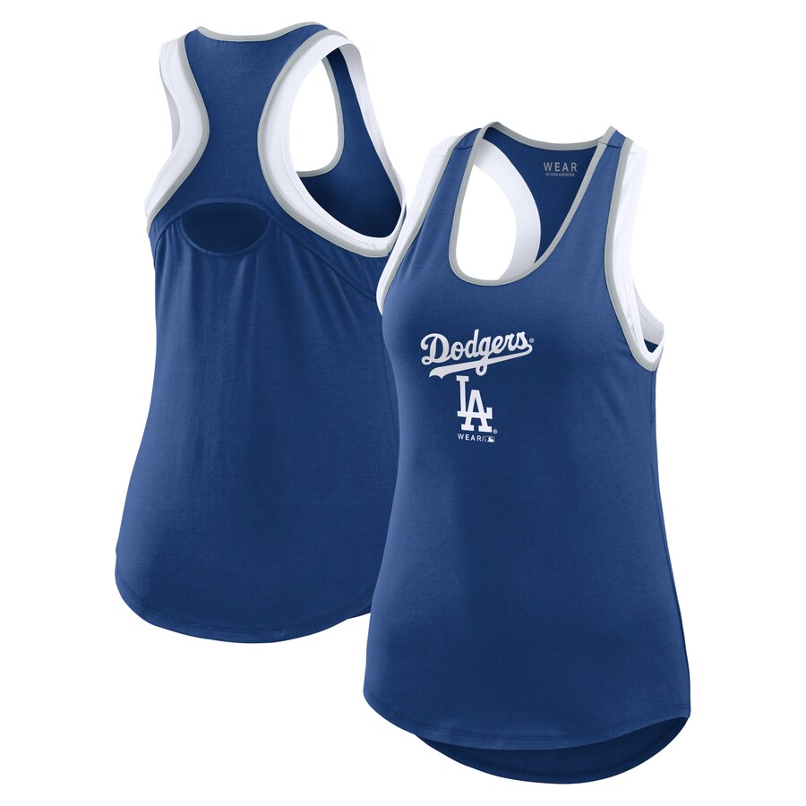 Women's Los Angeles Dodgers WEAR by Erin Andrews Royal Colorblock Racerback Tank Top - Puhuasuan