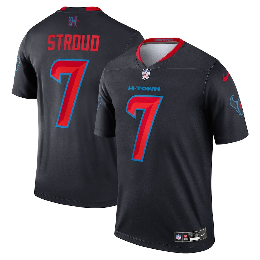Men's Houston Texans C.J. Stroud Nike Navy 2nd Alternate Legend Player Performance Top - Puhuasuan