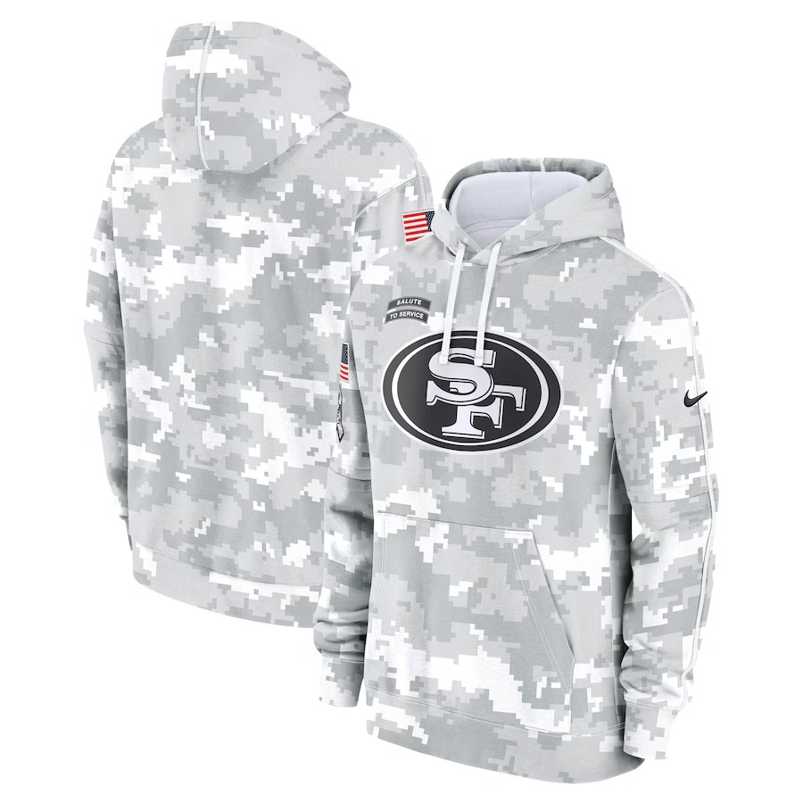 Men's San Francisco 49ers Nike Arctic Camo 2024 Salute to Service Club Fleece Pullover Hoodie - Puhuasuan