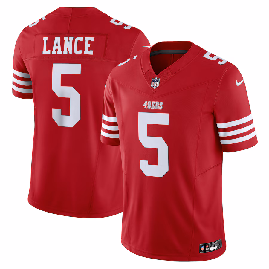 Men's San Francisco 49ers Trey Lance Nike Scarlet Vapor F.U.S.E. Limited Jersey - Puhuasuan