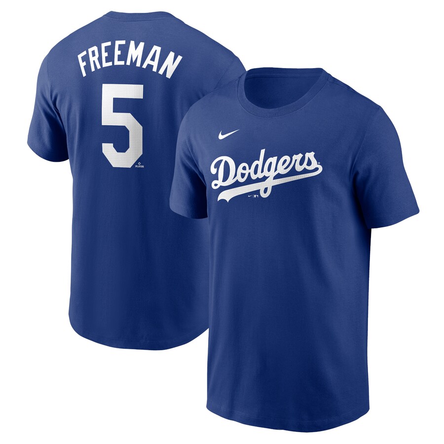 Men's Los Angeles Dodgers Freddie Freeman Nike Royal Fuse Name & Number T-Shirt - Puhuasuan