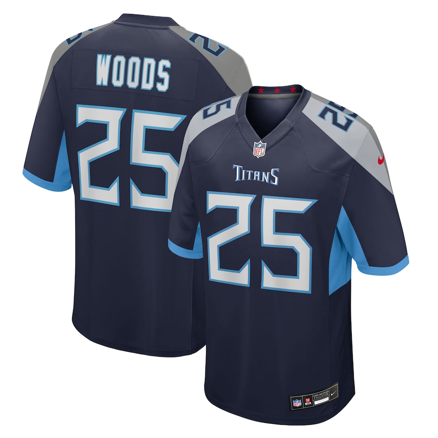Men's Tennessee Titans Xavier Woods Nike Navy Team Game Jersey - Puhuasuan