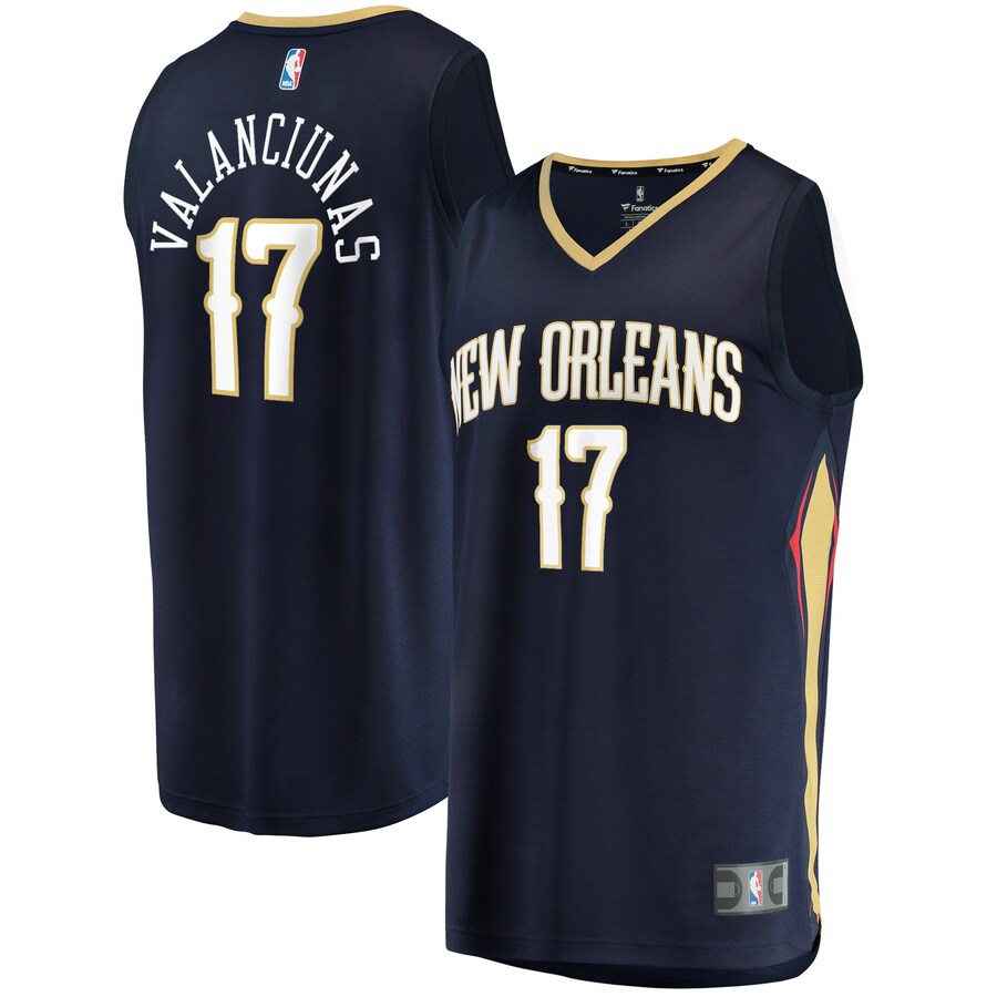 Men's New Orleans Pelicans Jonas Valanciunas Fanatics Navy Fast Break Replica Jersey - Icon Edition - Puhuasuan