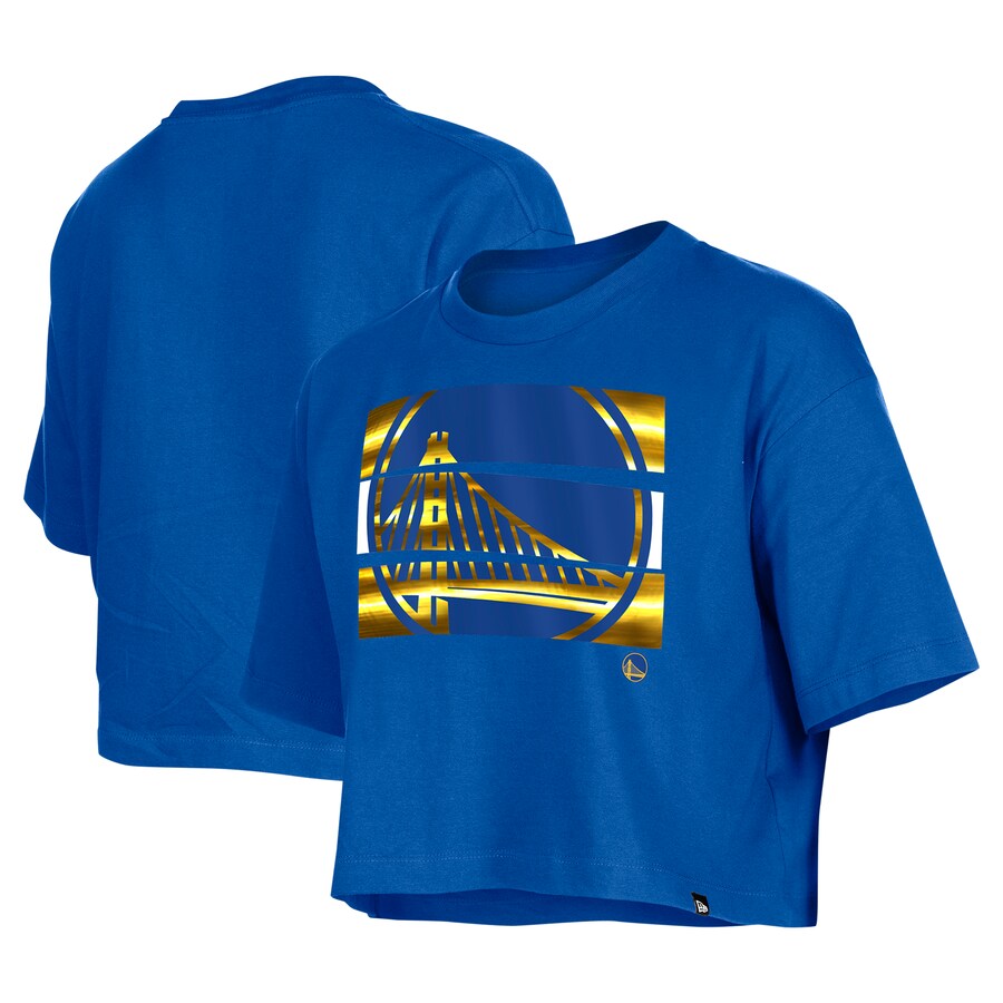 Women's Golden State Warriors New Era Royal Oversized Boxy Crop T-Shirt - Puhuasuan