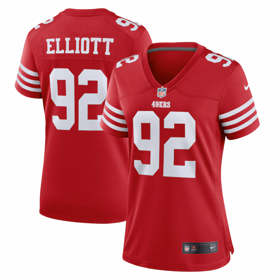 Women's San Francisco 49ers Jordan Elliott Nike  Scarlet Team Game Jersey - Puhuasuan