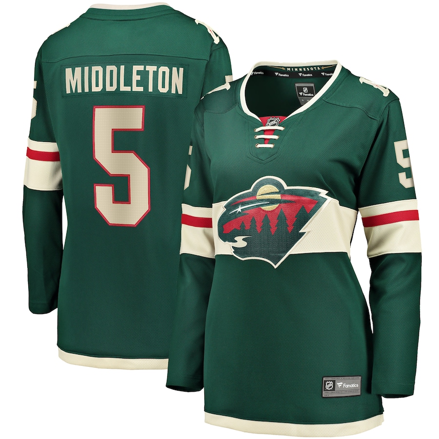 Women's Minnesota Wild Jake Middleton Fanatics Green Home Breakaway Player Jersey - Puhuasuan