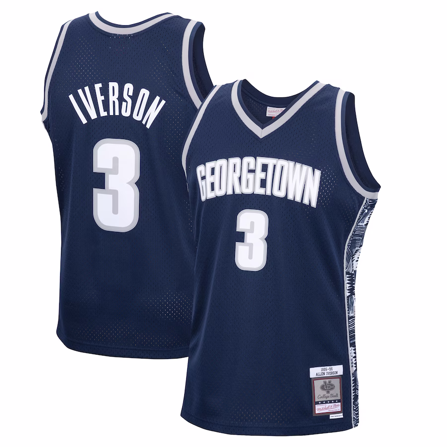 Allen Iverson Georgetown Hoyas Mitchell & Ness 1995/96 Swingman Replica Jersey - Navy - Puhuasuan