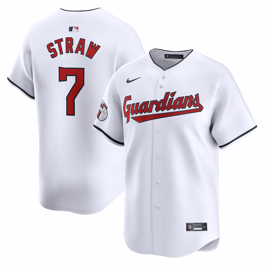 Men's Cleveland Guardians Myles Straw Nike White Home Limited Player Jersey - Puhuasuan