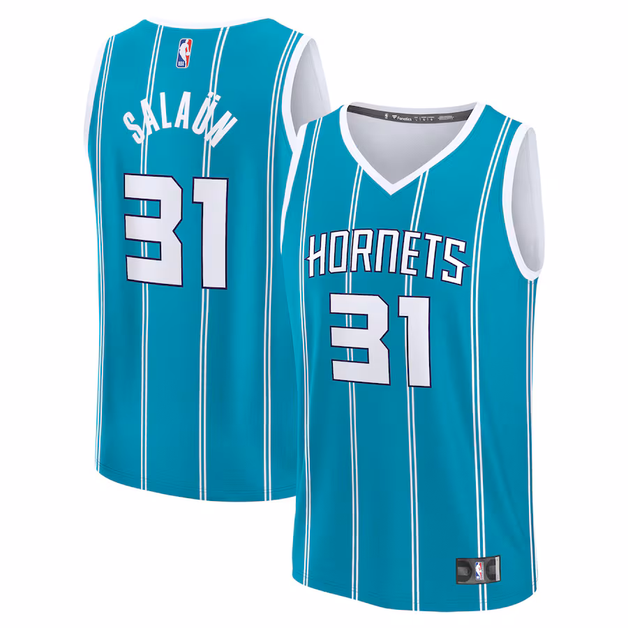 Youth Charlotte Hornets Tidjane Salaun Fanatics Teal 2024 NBA Draft Fast Break Player Jersey - Icon Edition - Puhuasuan