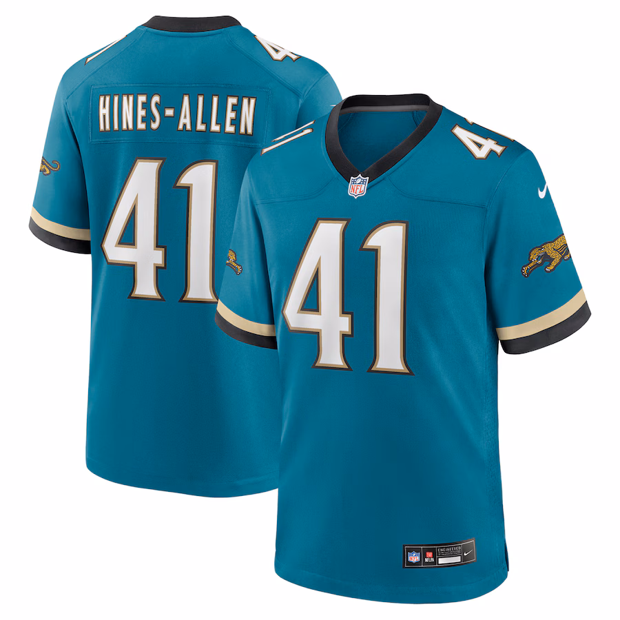 Men's Jacksonville Jaguars Josh Hines-Allen Nike Teal Prowler Throwback Player Game Jersey - Puhuasuan