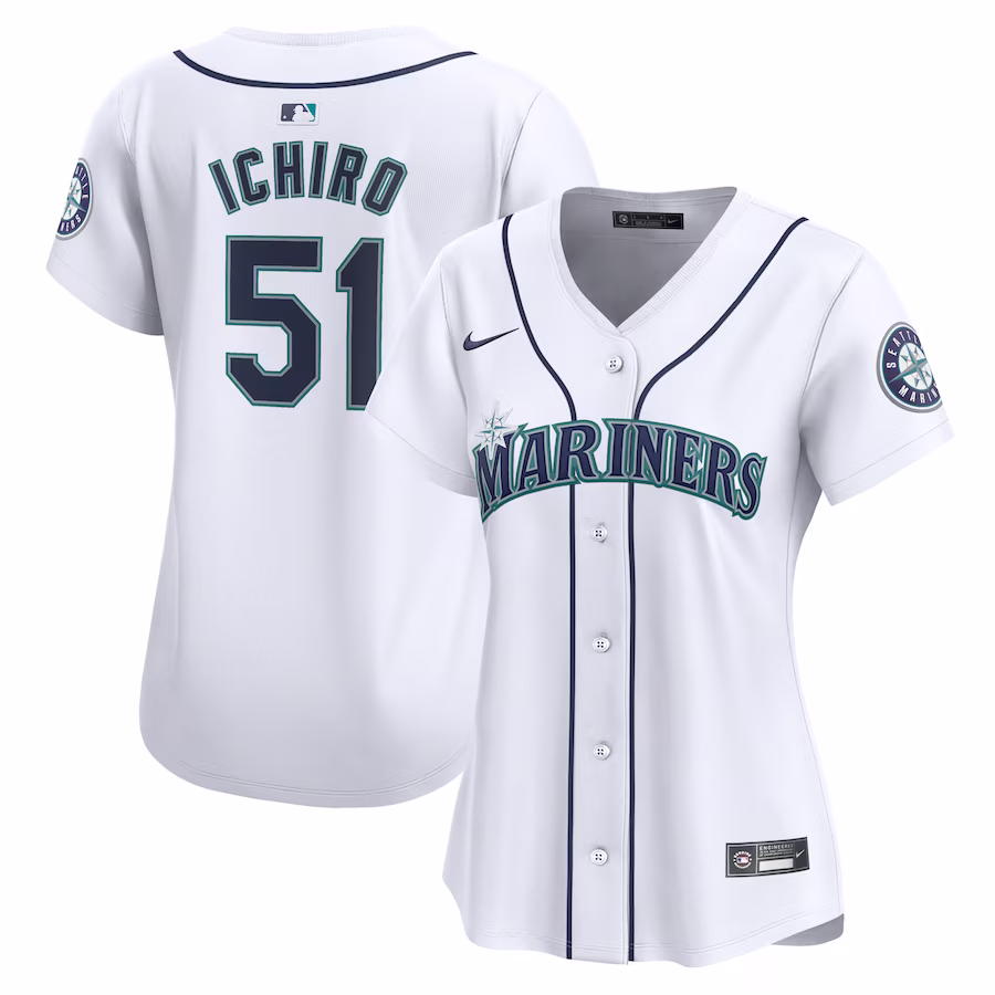 Women's Seattle Mariners Ichiro Suzuki Nike White Home Limited Player Jersey - Puhuasuan