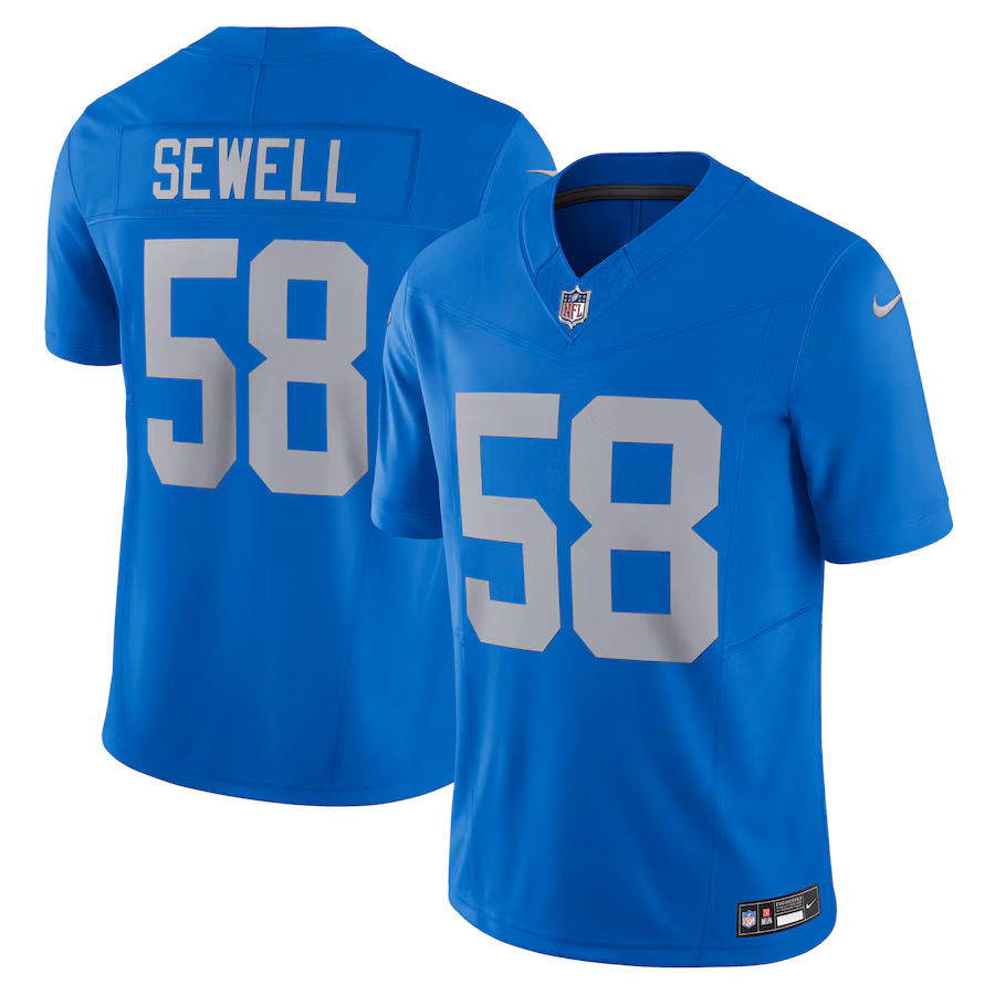 Men's Detroit Lions Penei Sewell Nike Blue Vapor F.U.S.E. Alternate Limited Jersey - Puhuasuan