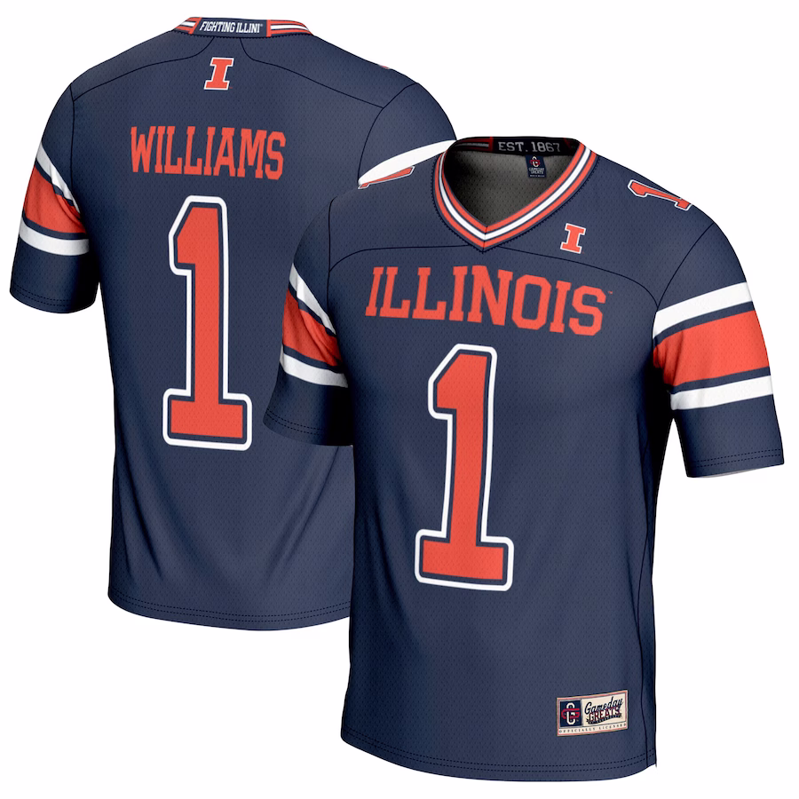 Isaiah Williams Illinois Fighting Illini GameDay Greats Youth NIL Player Football Jersey - Navy - Puhuasuan