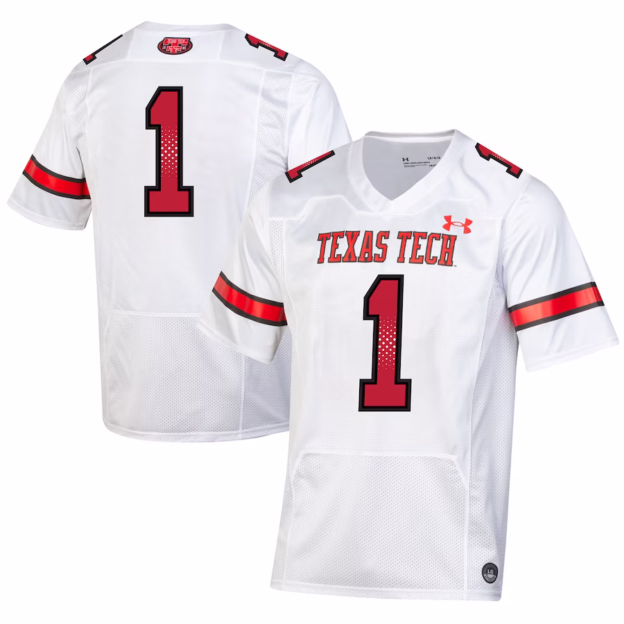 #1 Texas Tech Red Raiders Under Armour Throwback Replica Jersey - White - Puhuasuan