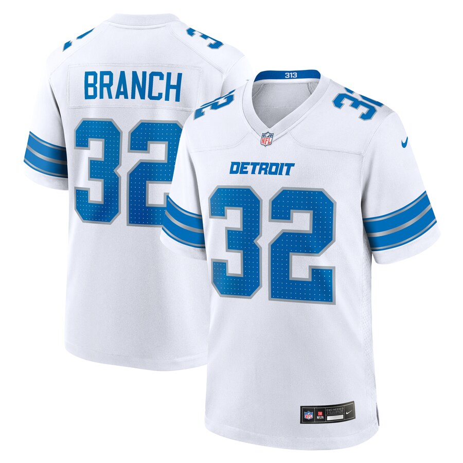 Men's Detroit Lions Brian Branch Nike  White White Game Jersey - Puhuasuan
