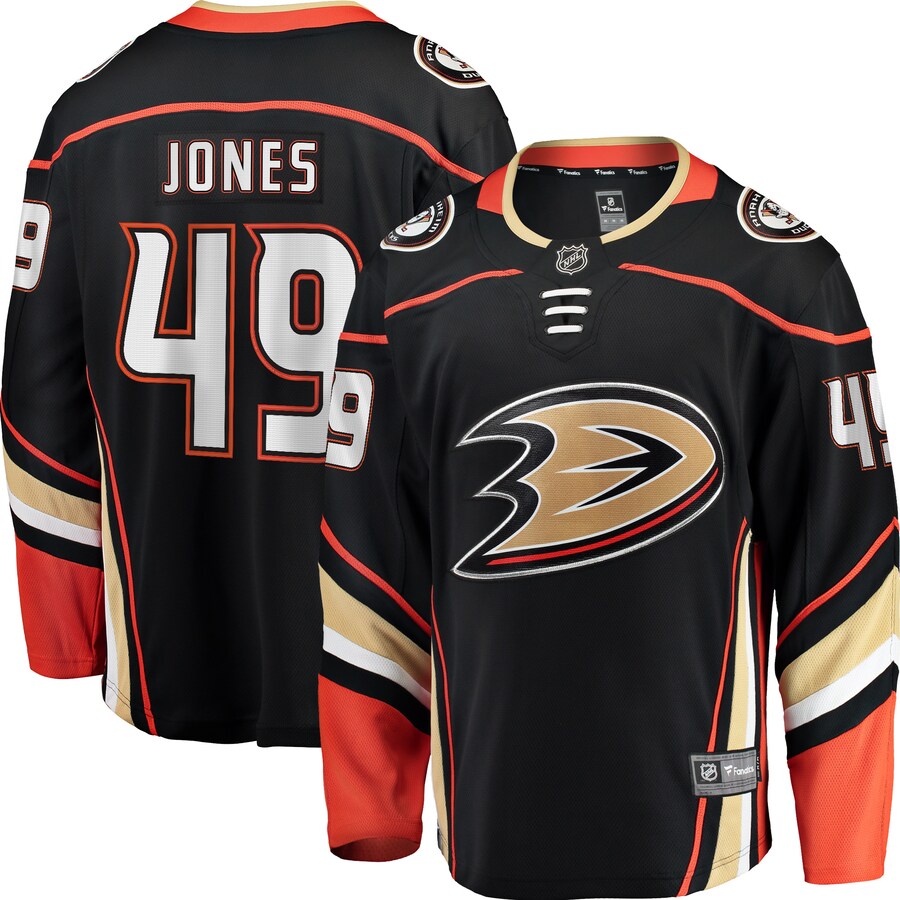 Men's Anaheim Ducks Max Jones Fanatics Branded Black Breakaway Player Jersey - Puhuasuan