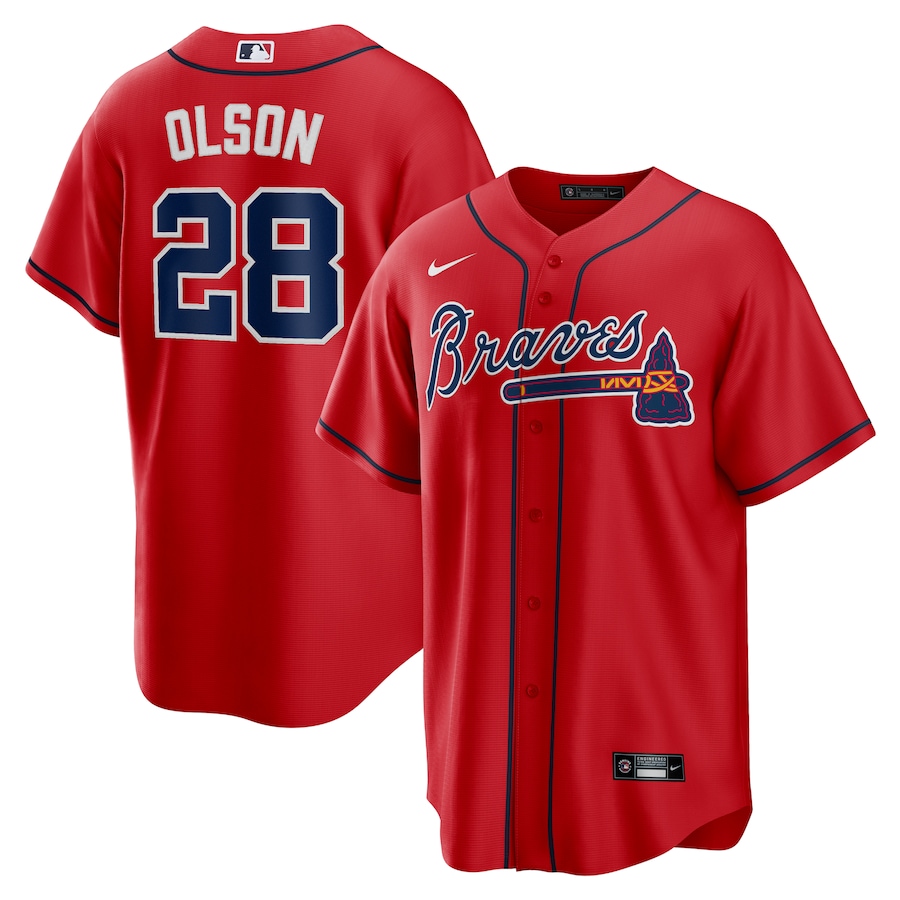 Men's Atlanta Braves Matt Olson Nike Red Alternate Replica Player Jersey - Puhuasuan