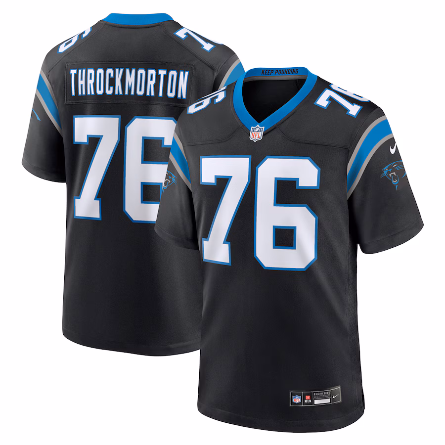 Men's Carolina Panthers Calvin Throckmorton Nike  Black Team Game Jersey - Puhuasuan