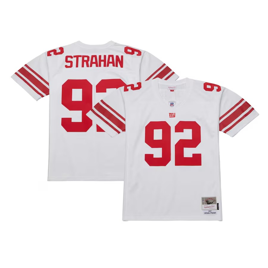 Men's New York Giants Michael Strahan Mitchell & Ness White Legacy Replica Jersey - Puhuasuan